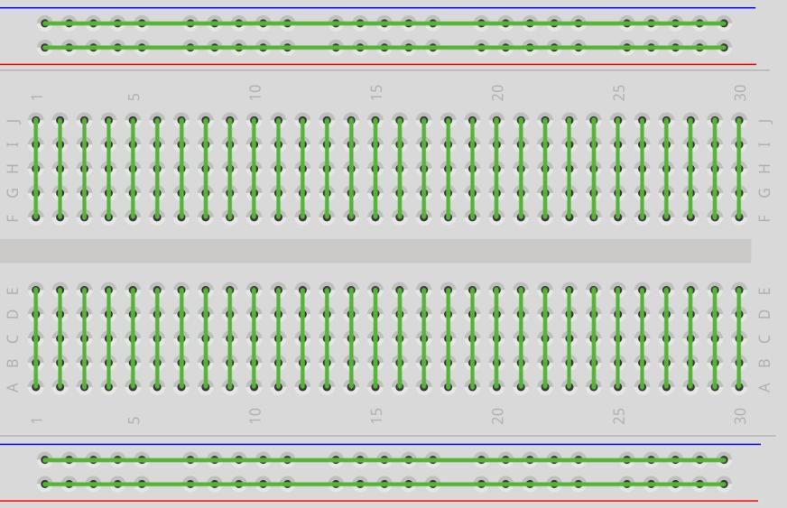 How breadboard rows are connected